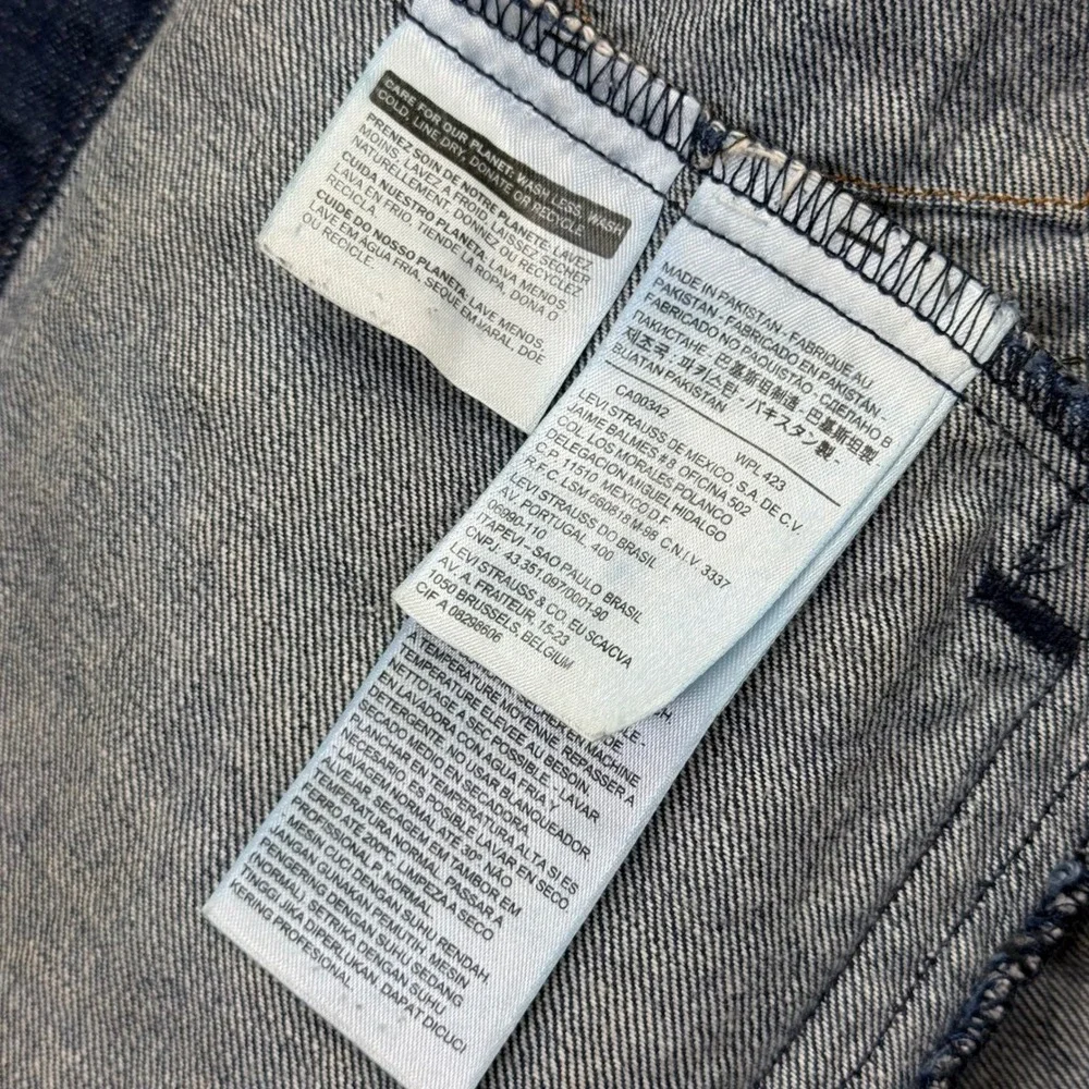 Levi‎ Strauss & Co Mens Dark Wash Denim Trucker Jacket Blue Cotton Size Large